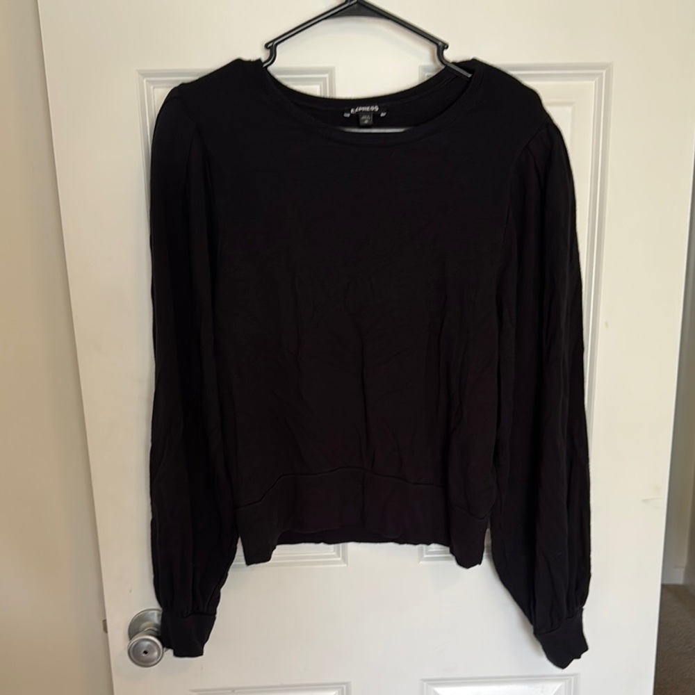 Express Black Ribbed Long Sleeve Hoodie